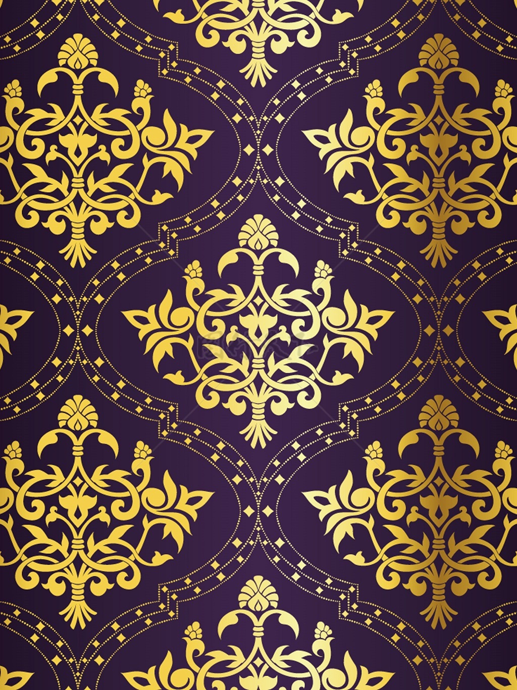 传统 欧式俄式花卉底图底纹  图案背景贴图  紫底金花菱格